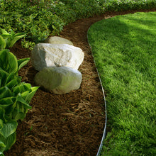 Load image into Gallery viewer, Core Edge Flexible Steel Lawn Edging show in Galvanized used as a border between yard and garden - Edge It Co by Henderson Supply
